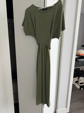 Olive Green Women's Knot-Front Maxi Dress
